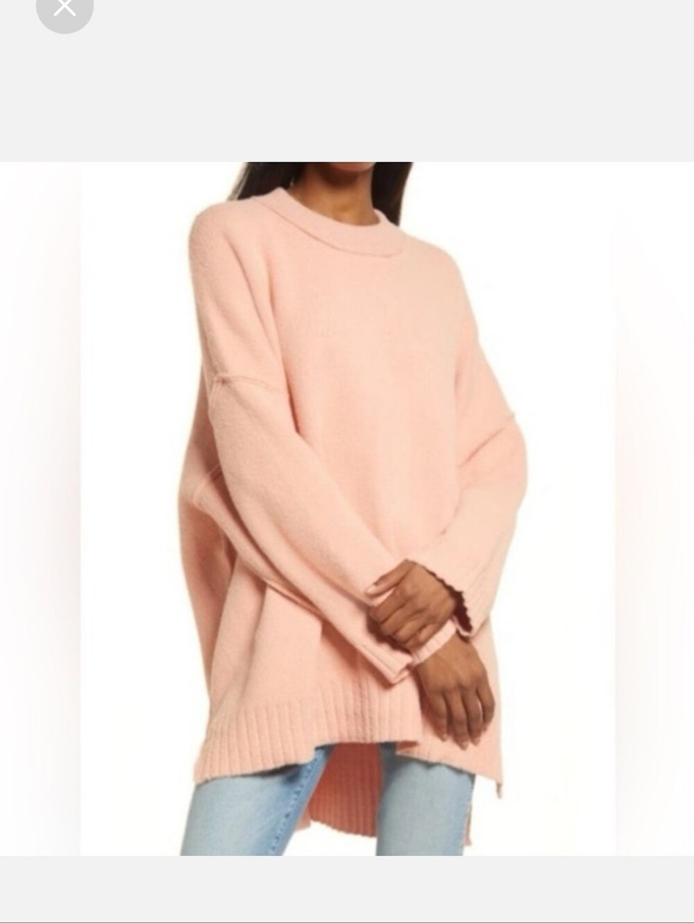 Free People Cozy Crewneck Oversized Sweater - Blush Pink EUC